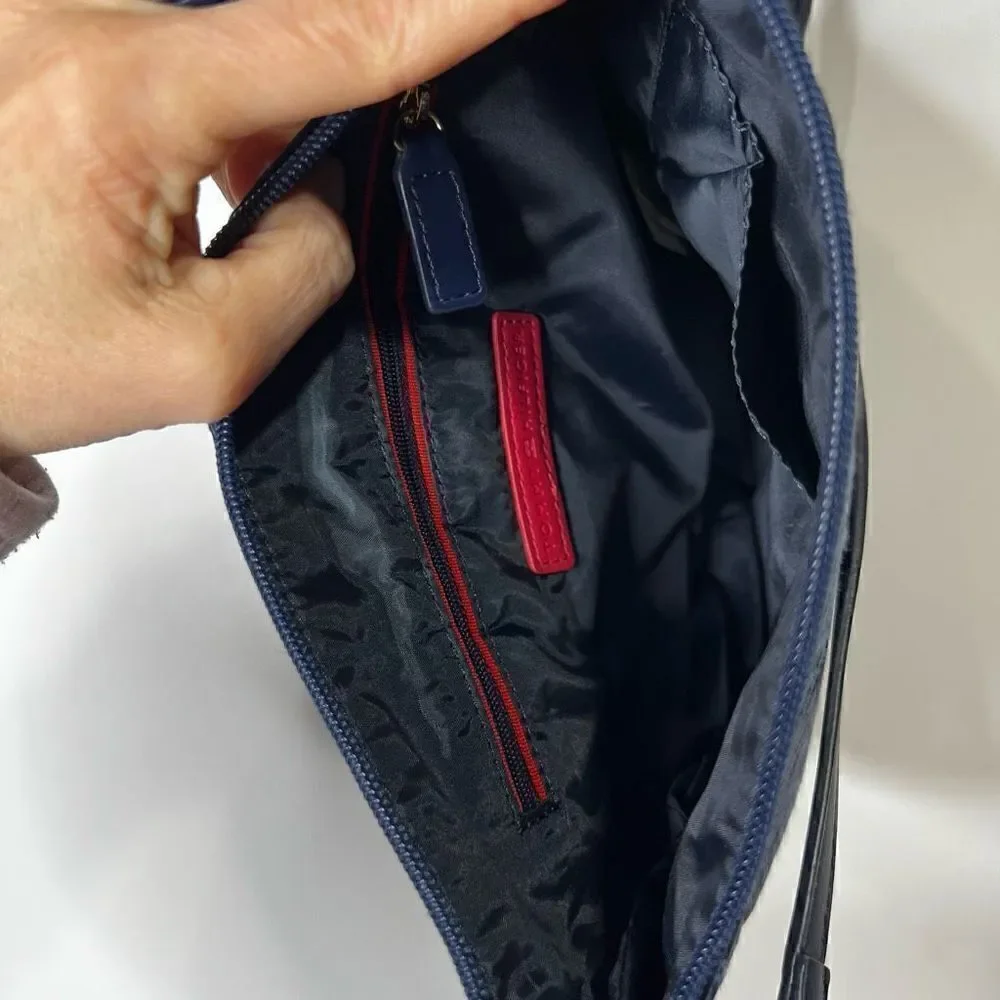 Tommy Hilfiger Women's Navy Blue Synthetic Leather Logo Print Cross Body Bag